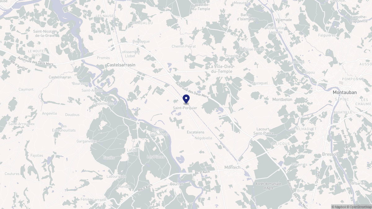 Aperçu cartographique de Saint-Porquier, centré sur la commune