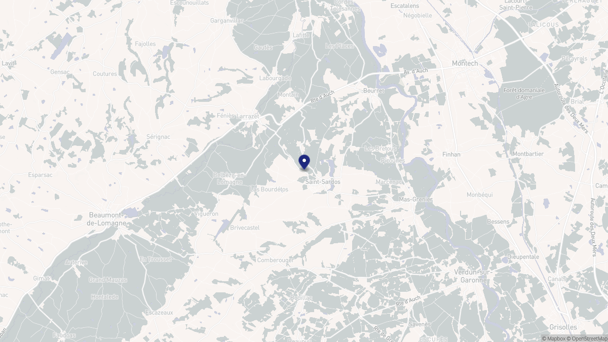 Aperçu cartographique de Saint-Sardos, centré sur la commune