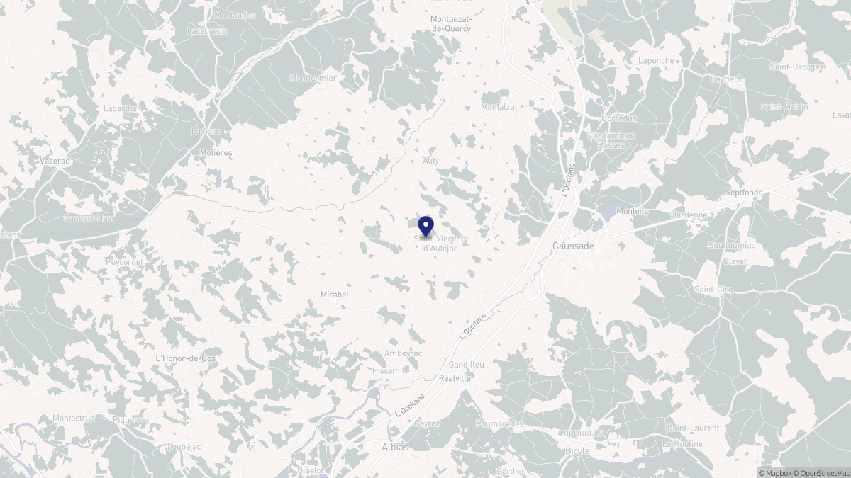 Aperçu cartographique de Saint-Vincent-d'Autéjac, centré sur la commune