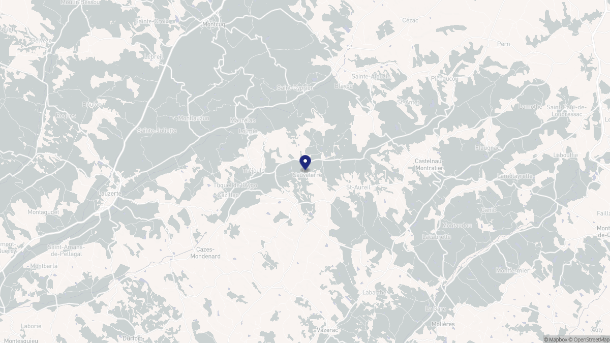 Aperçu cartographique de Sauveterre, centré sur la commune