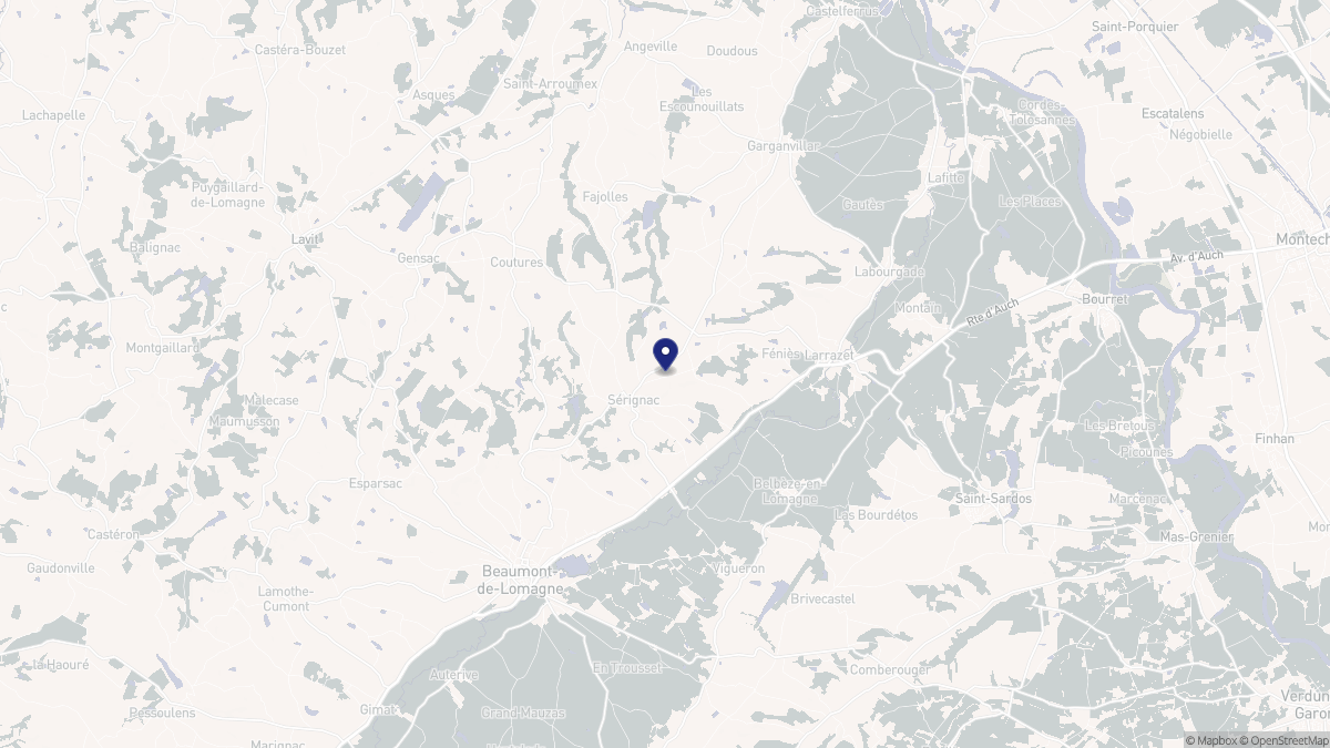 Aperçu cartographique de Sérignac, centré sur la commune