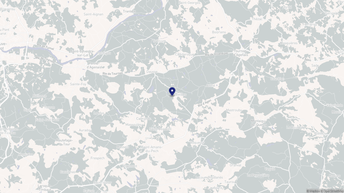 Aperçu cartographique de Valeilles, centré sur la commune