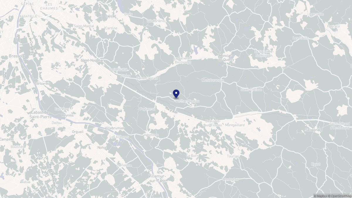 Aperçu cartographique de Verlhac-Tescou, centré sur la commune