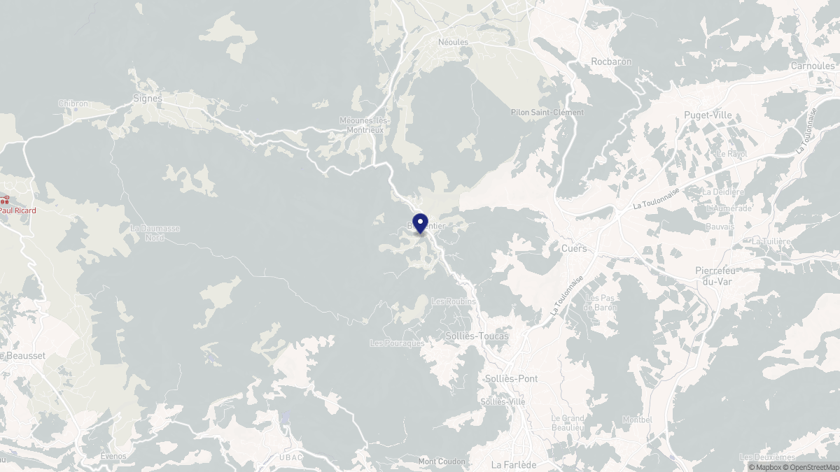Aperçu cartographique de Belgentier, centré sur la commune