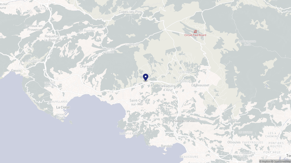 Aperçu cartographique de La Cadière-d'Azur, centré sur la commune