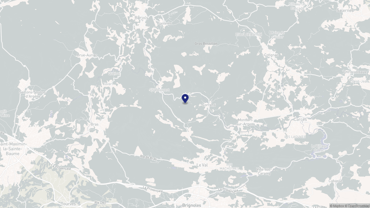 Aperçu cartographique de Correns, centré sur la commune