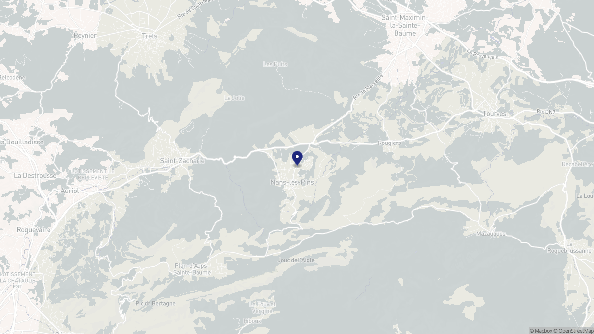 Aperçu cartographique de Nans-les-Pins, centré sur la commune