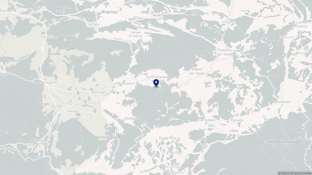 Aperçu cartographique de Sainte-Anastasie-sur-Issole, centré sur la commune
