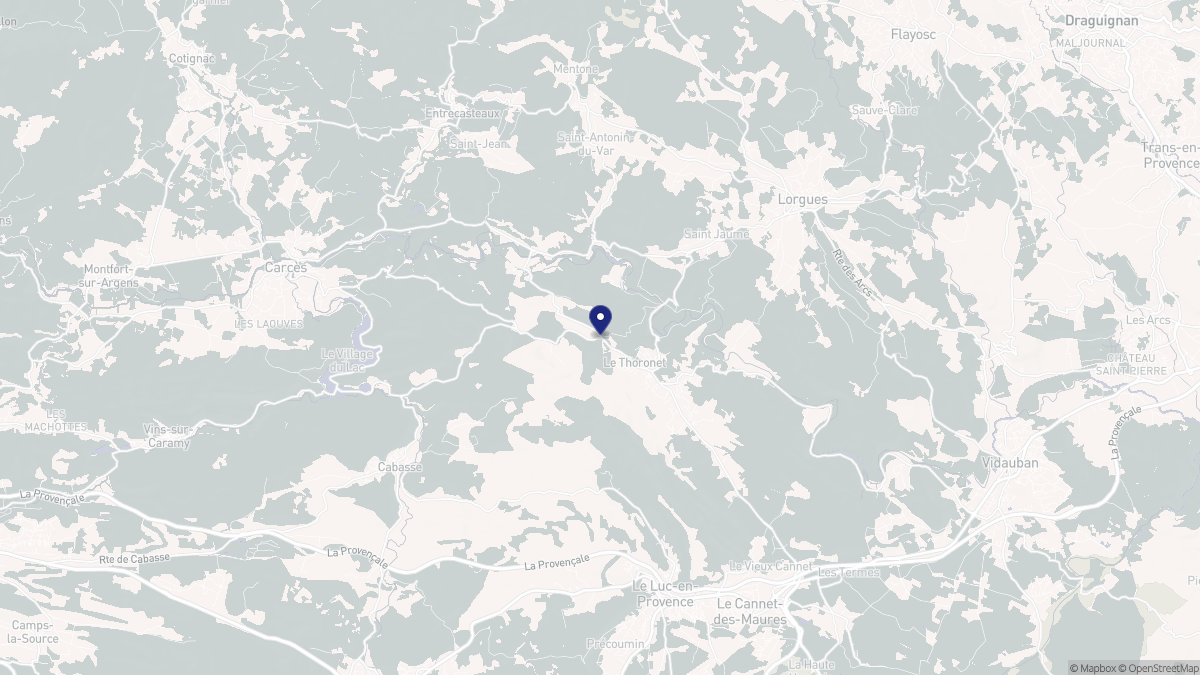 Aperçu cartographique de Le Thoronet, centré sur la commune