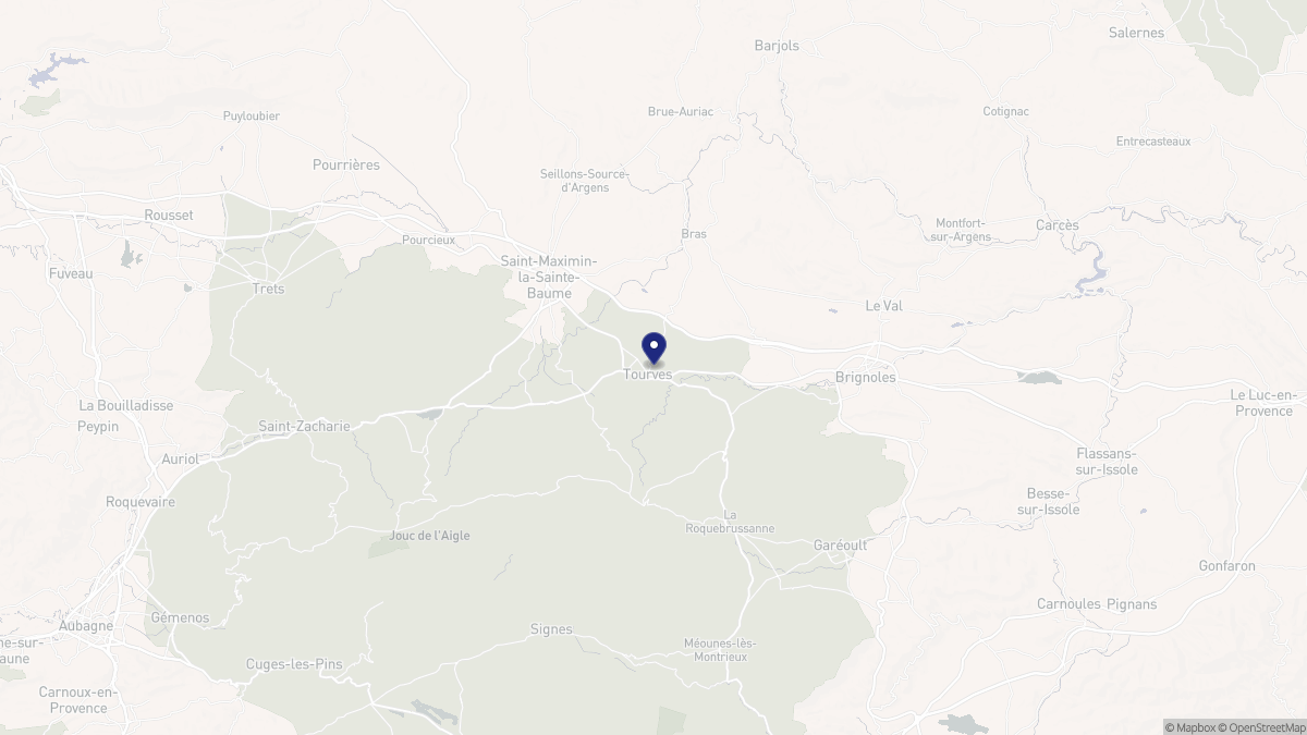 Aperçu cartographique de Tourves, centré sur la commune