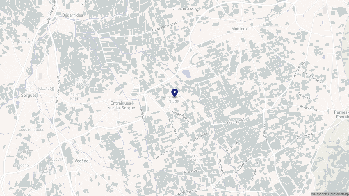 Aperçu cartographique de Althen-des-Paluds, centré sur la commune