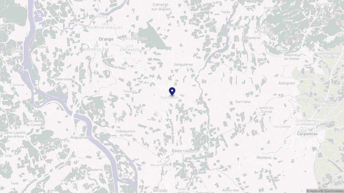 Aperçu cartographique de Courthézon, centré sur la commune