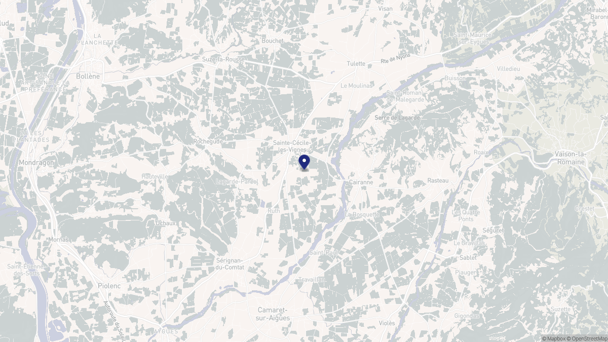 Aperçu cartographique de Sainte-Cécile-les-Vignes, centré sur la commune