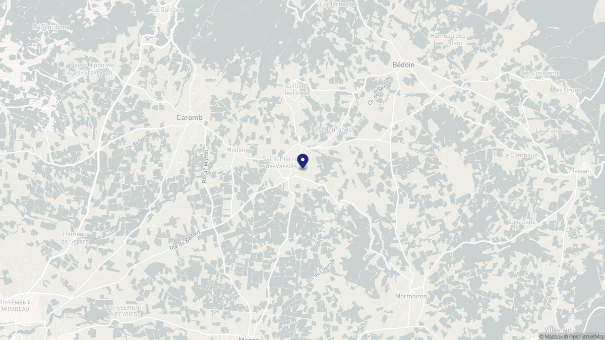 Aperçu cartographique de Saint-Pierre-de-Vassols, centré sur la commune