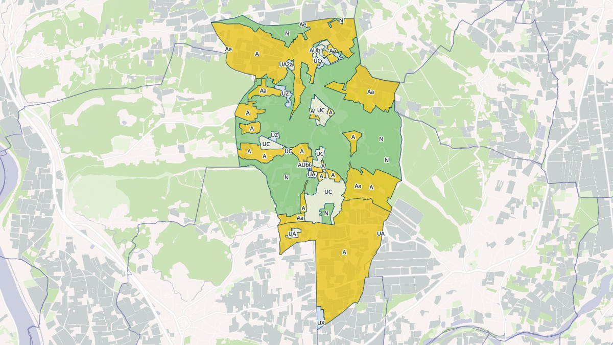 Aperçu cartographique de Uchaux, centré sur la commune