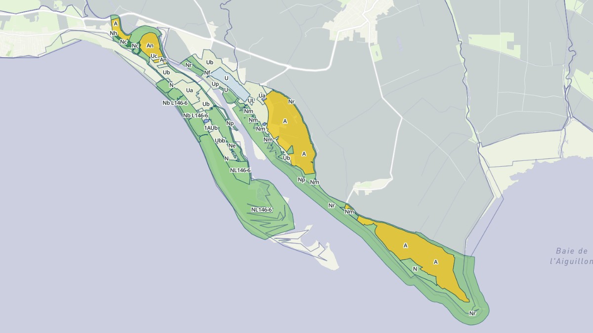 Aperçu cartographique de L'Aiguillon-la-Presqu'île, centré sur la commune