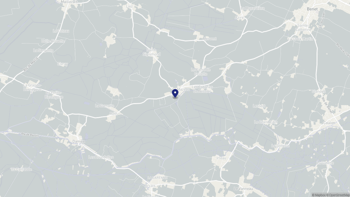 Aperçu cartographique de Le Mazeau, centré sur la commune