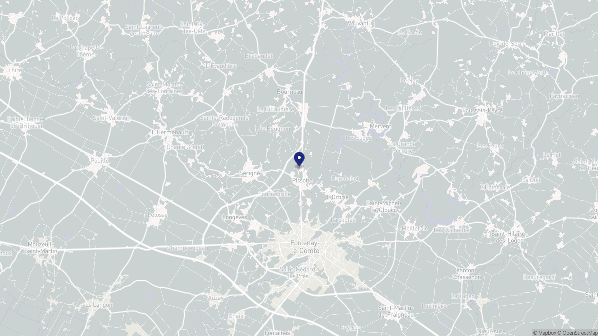 Aperçu cartographique de Pissotte, centré sur la commune