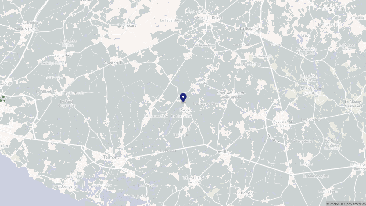Aperçu cartographique de Poiroux, centré sur la commune