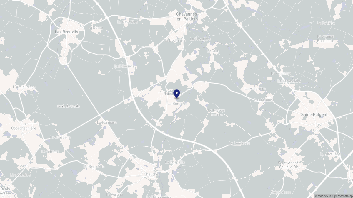 Aperçu cartographique de La Rabatelière, centré sur la commune