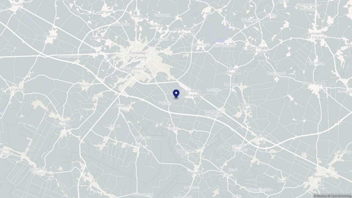 Aperçu cartographique de Saint-Martin-de-Fraigneau, centré sur la commune