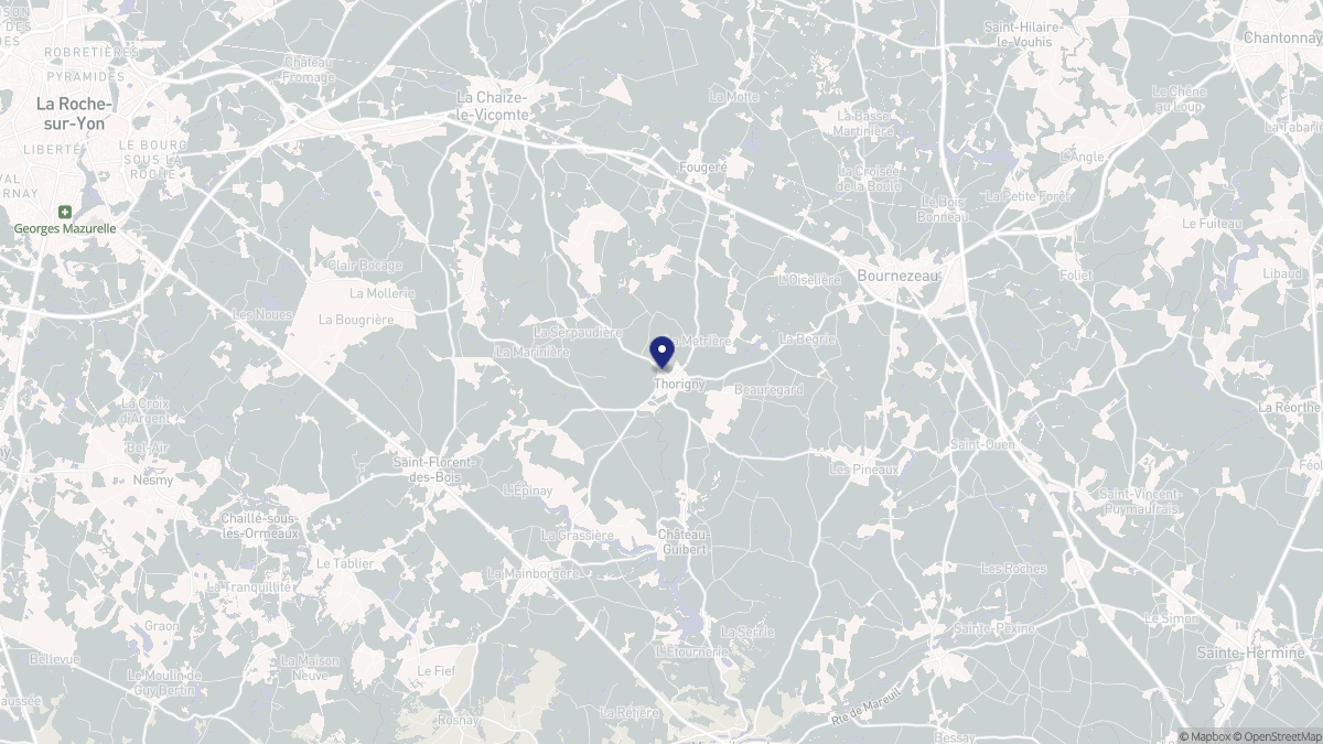 Aperçu cartographique de Thorigny, centré sur la commune