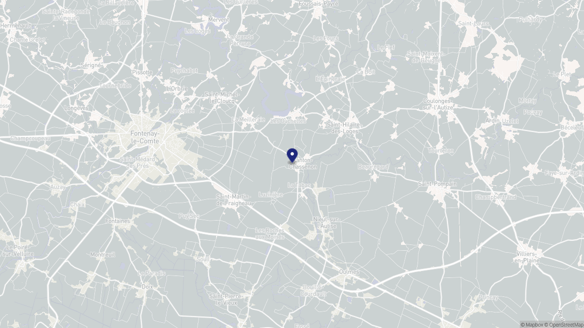 Aperçu cartographique de Xanton-Chassenon, centré sur la commune