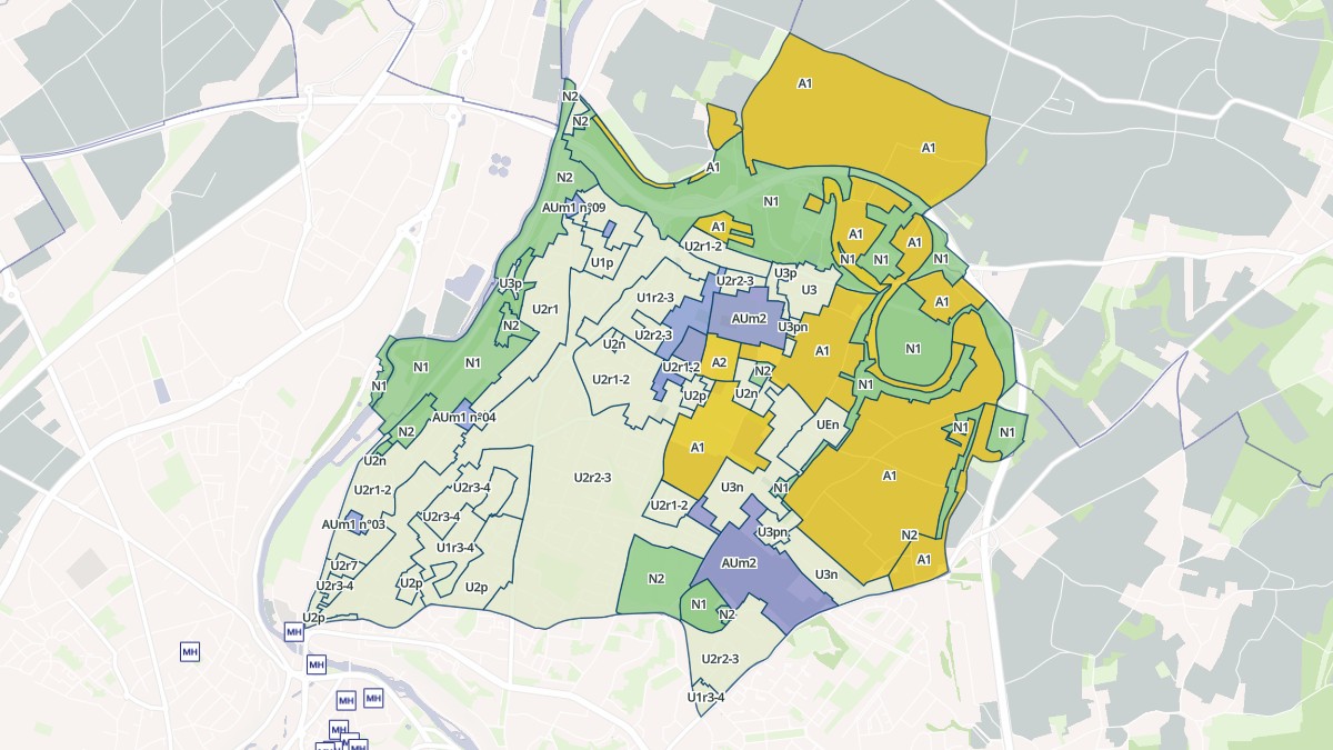 Aperçu cartographique de Buxerolles, centré sur la commune