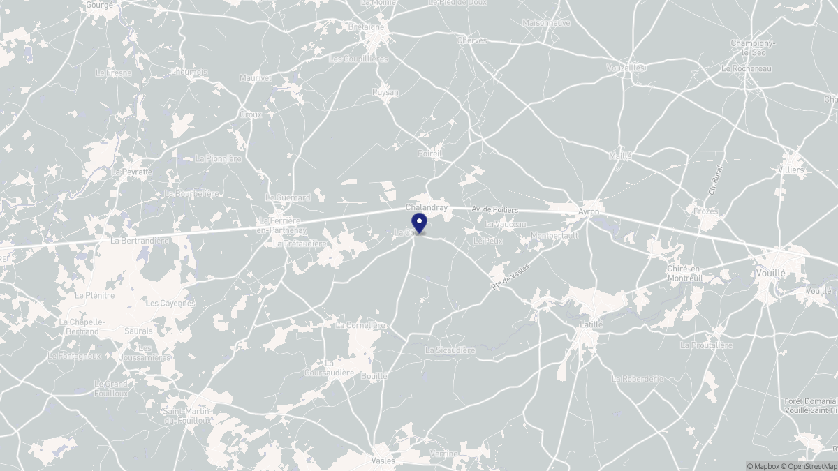 Aperçu cartographique de Chalandray, centré sur la commune