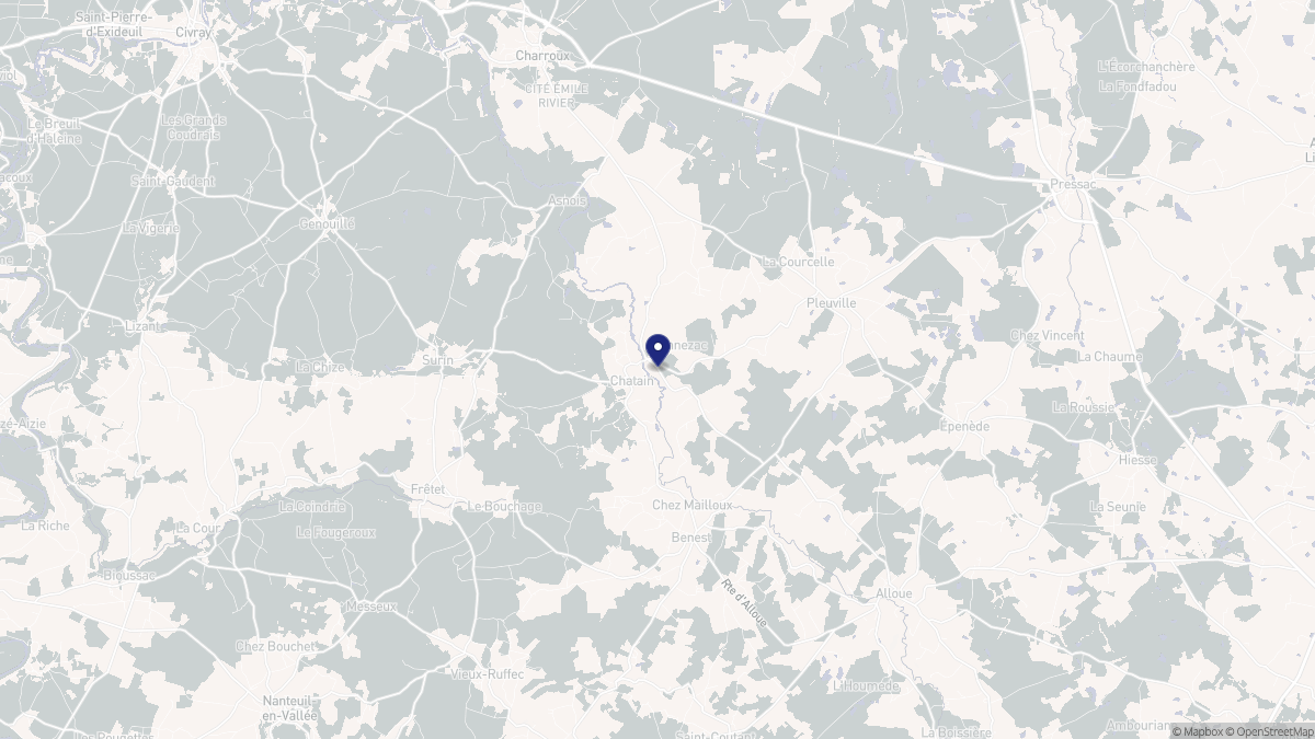 Aperçu cartographique de Chatain, centré sur la commune