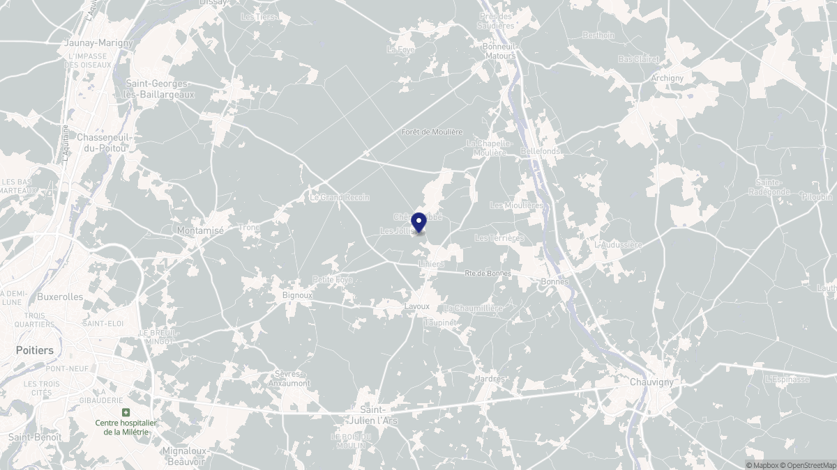 Aperçu cartographique de Liniers, centré sur la commune