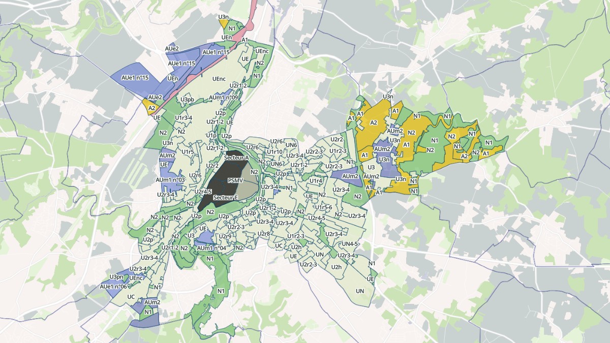 Aperçu cartographique de Poitiers, centré sur la commune