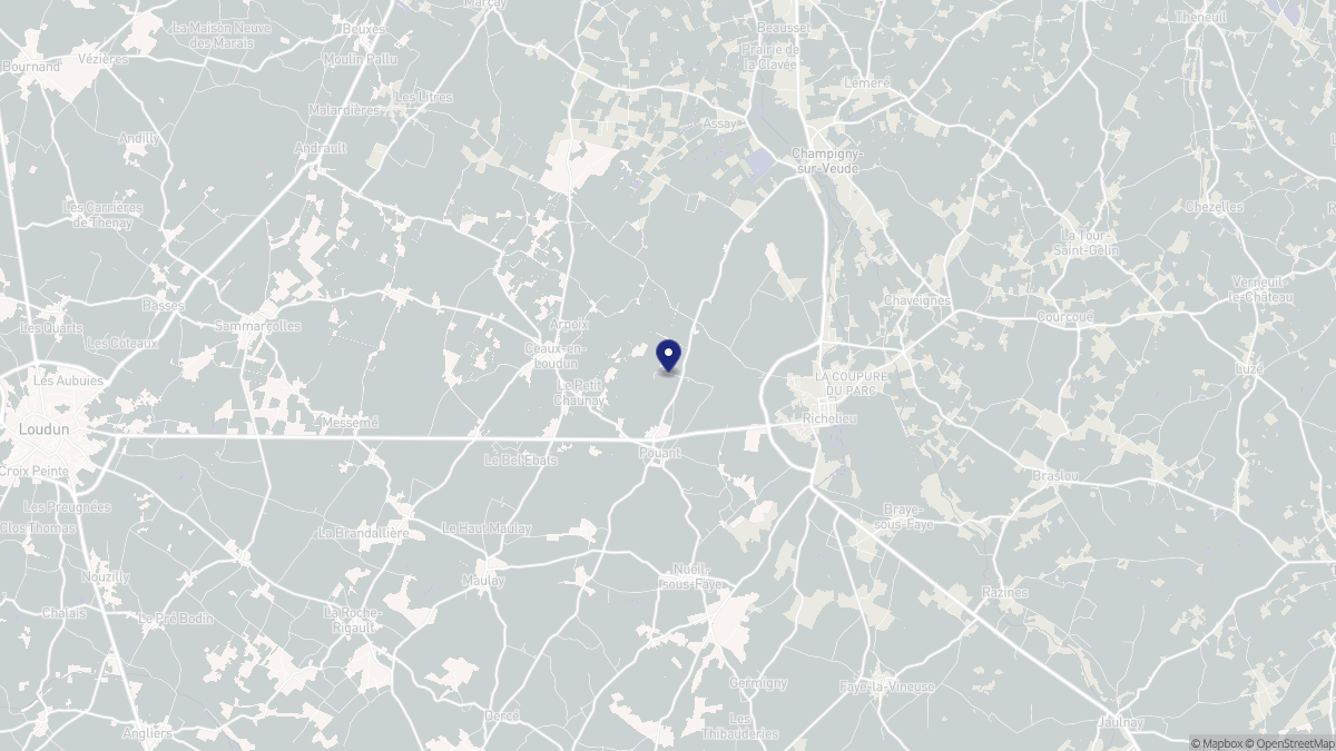 Aperçu cartographique de Pouant, centré sur la commune