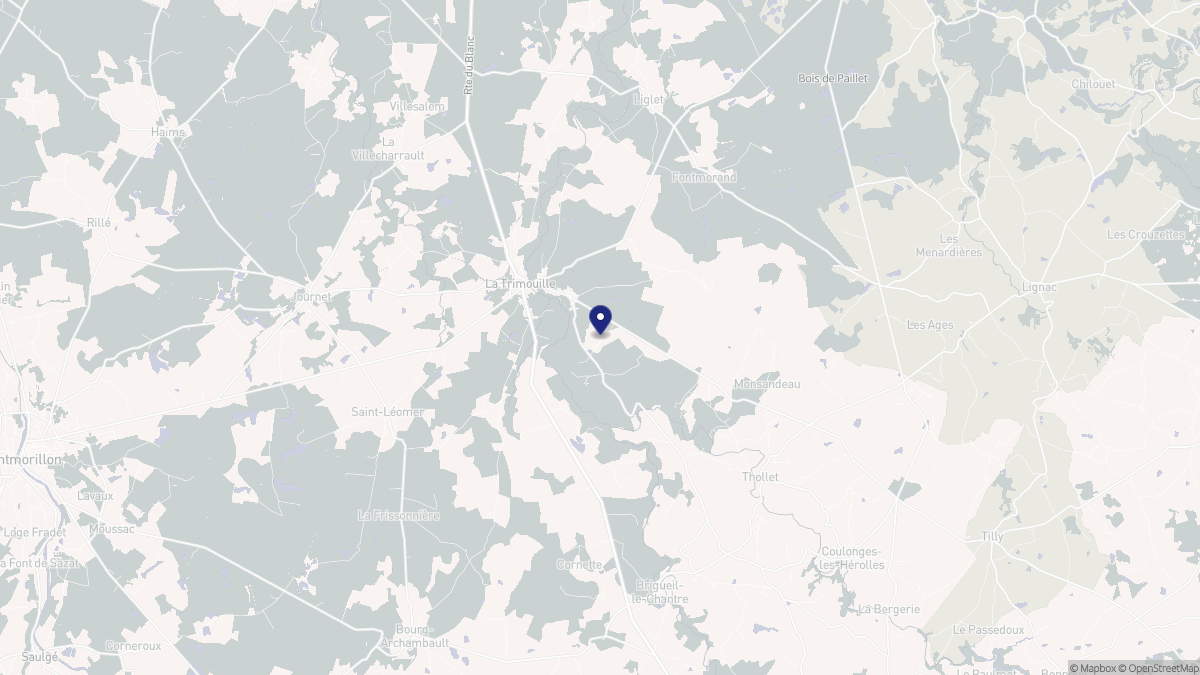 Aperçu cartographique de La Trimouille, centré sur la commune