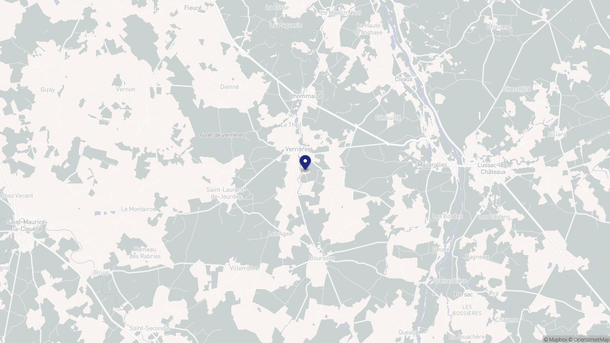 Aperçu cartographique de Verrières, centré sur la commune