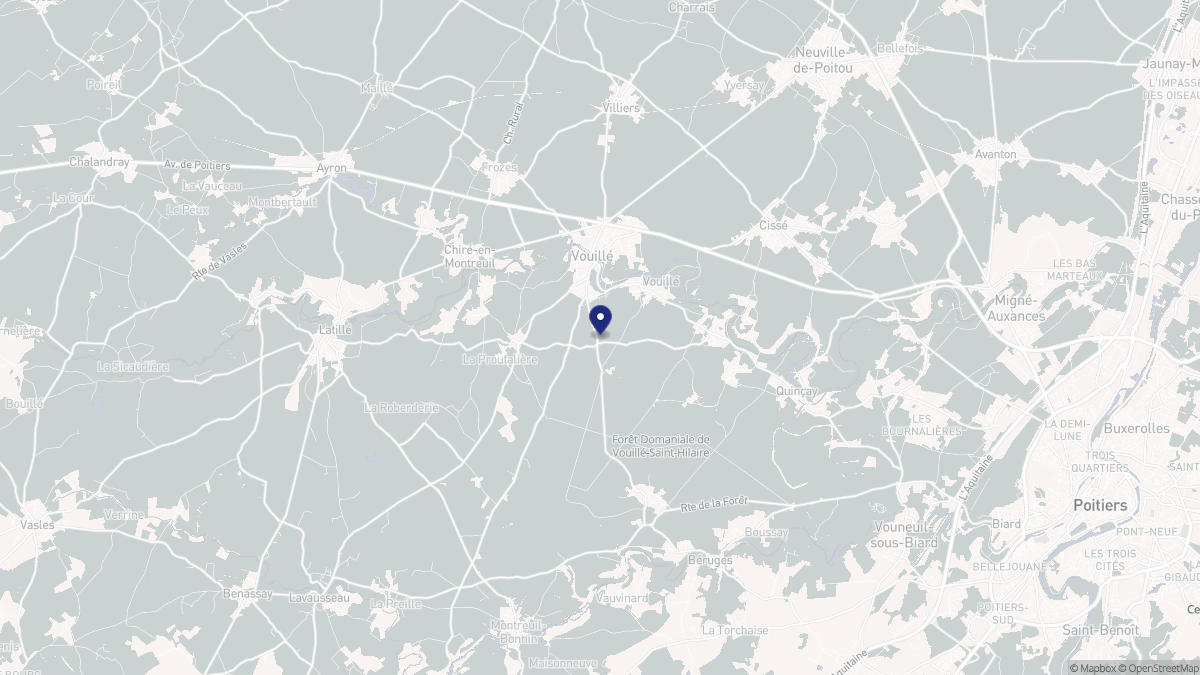 Aperçu cartographique de Vouillé, centré sur la commune