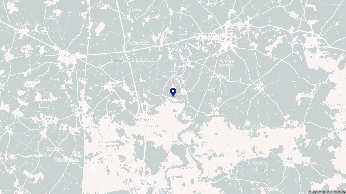 Aperçu cartographique de Voulême, centré sur la commune