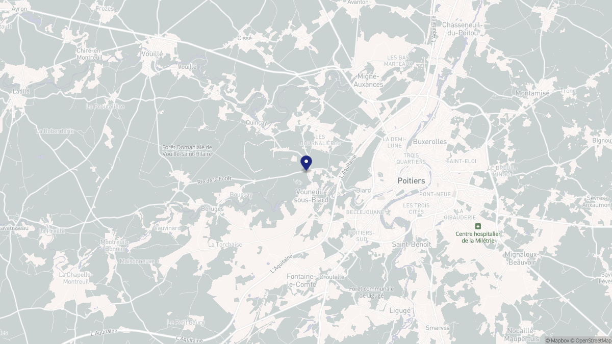 Aperçu cartographique de Vouneuil-sous-Biard, centré sur la commune