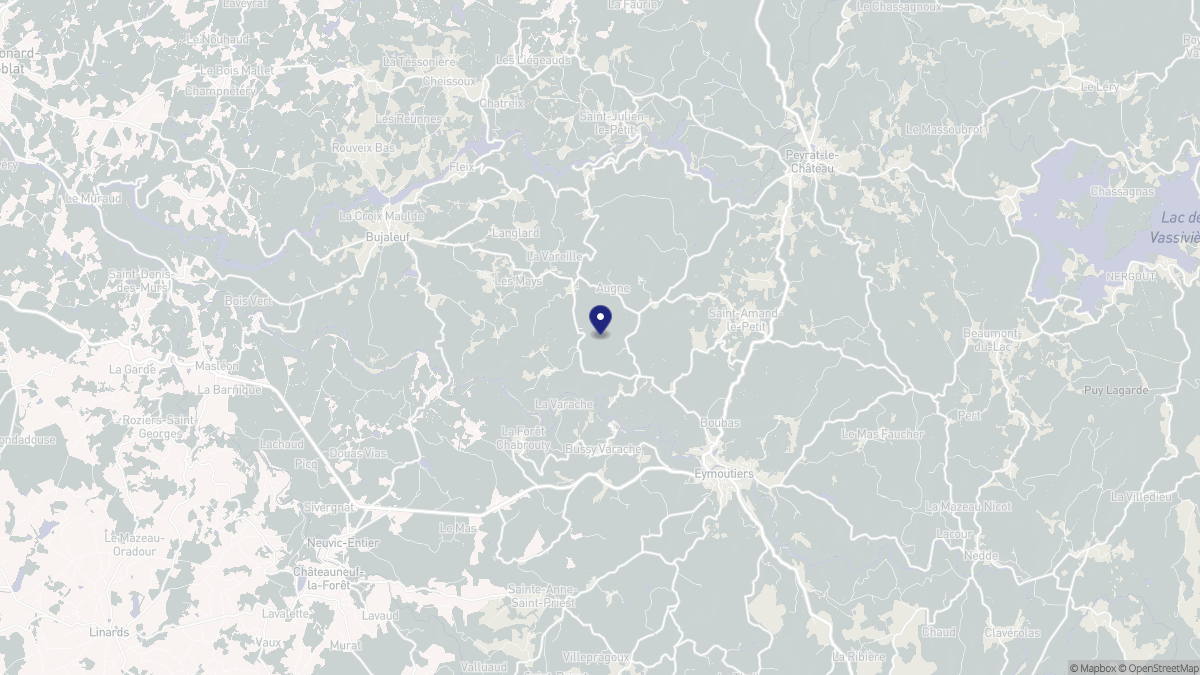 Aperçu cartographique de Augne, centré sur la commune