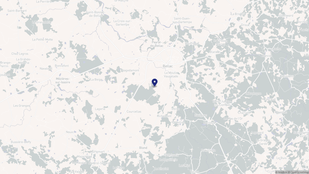 Aperçu cartographique de Bellac, centré sur la commune