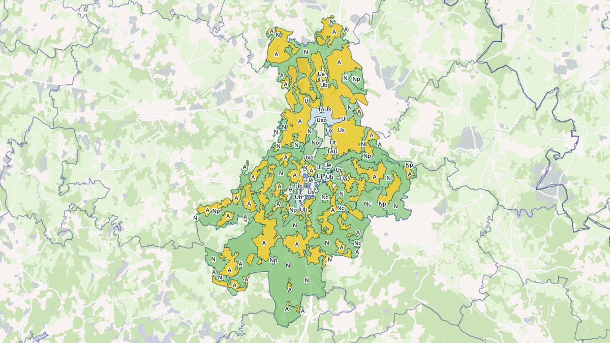 Aperçu cartographique de Bessines-sur-Gartempe, centré sur la commune