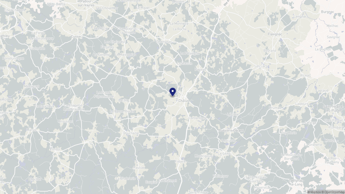 Aperçu cartographique de Châlus, centré sur la commune