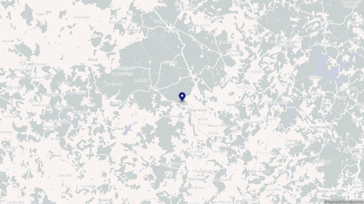 Aperçu cartographique de Chamboret, centré sur la commune
