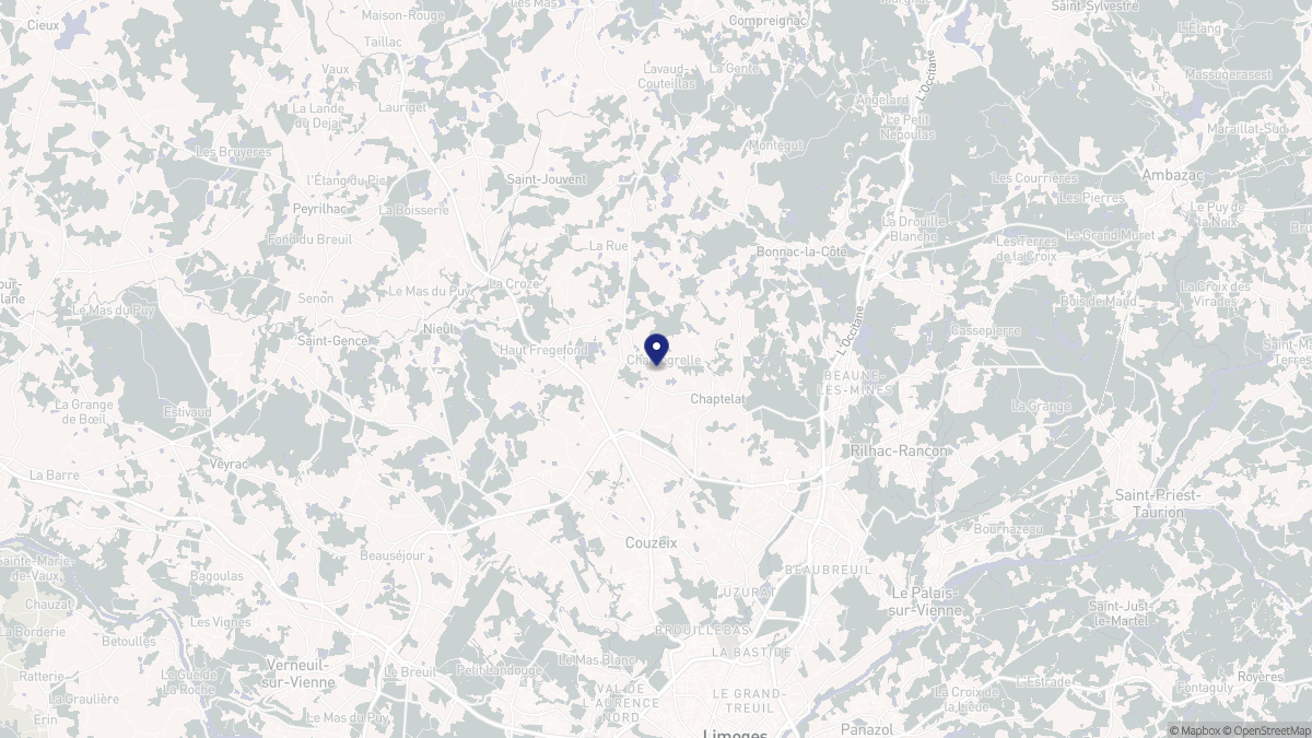 Aperçu cartographique de Chaptelat, centré sur la commune