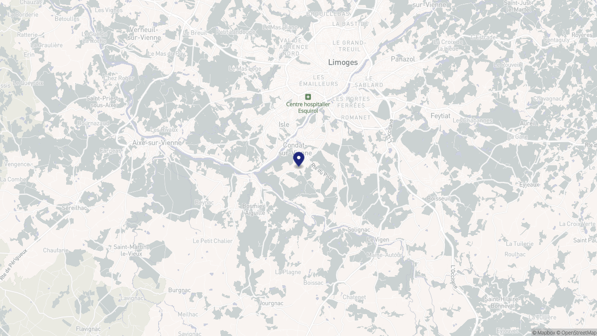 Aperçu cartographique de Condat-sur-Vienne, centré sur la commune