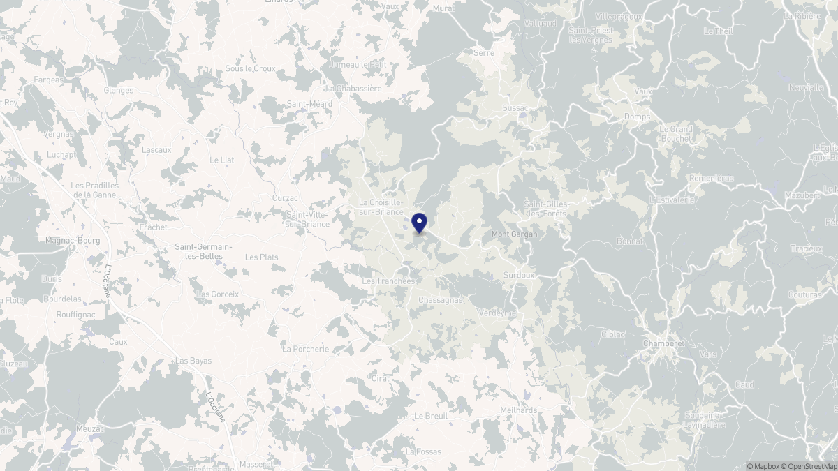 Aperçu cartographique de La Croisille-sur-Briance, centré sur la commune