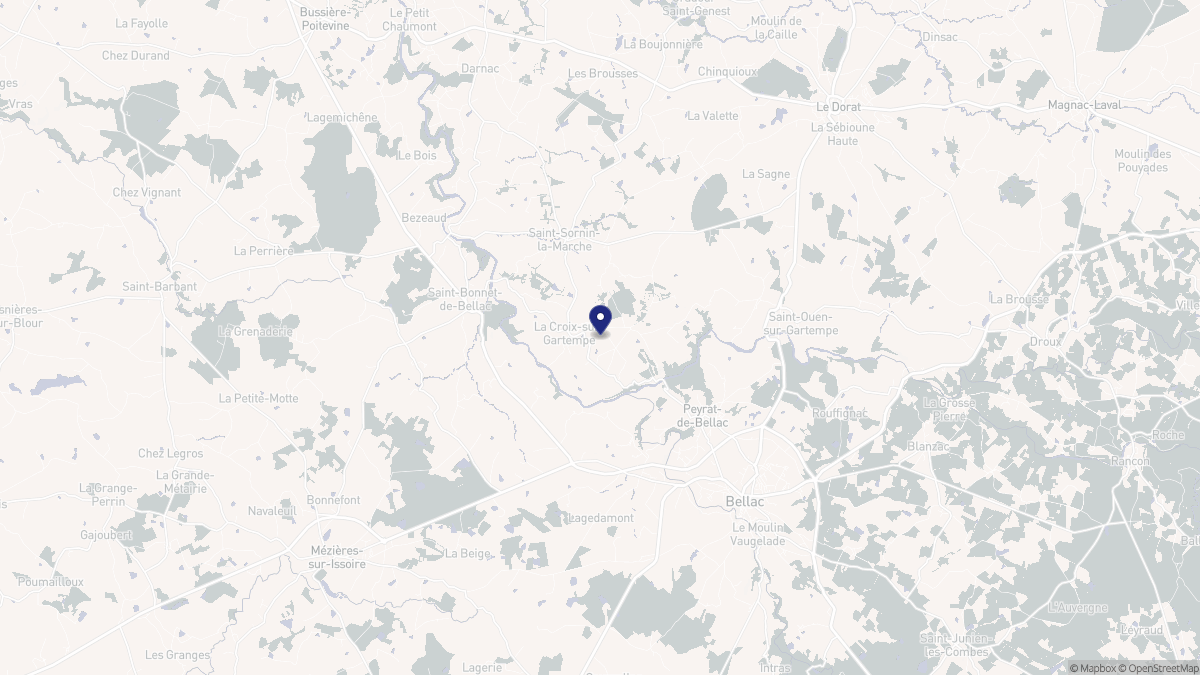 Aperçu cartographique de La Croix-sur-Gartempe, centré sur la commune