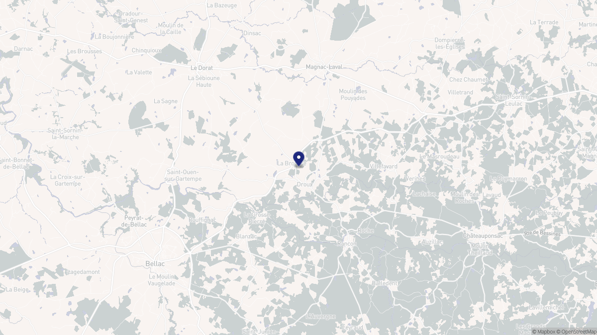 Aperçu cartographique de Droux, centré sur la commune