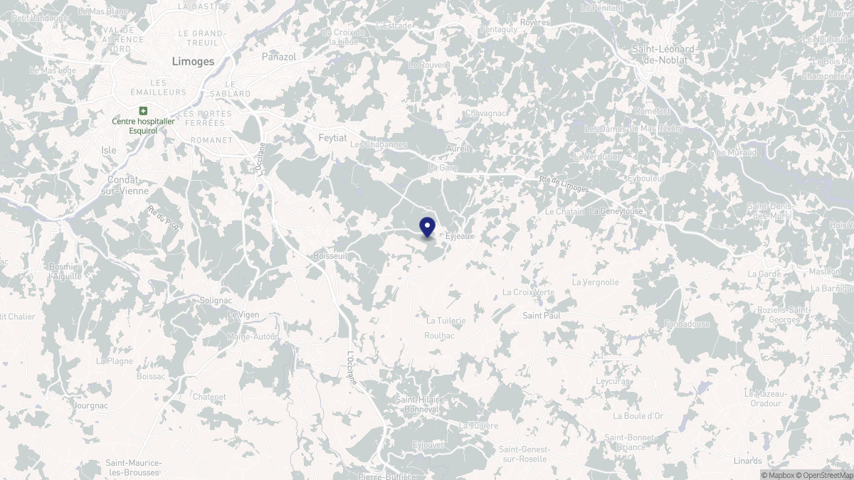 Aperçu cartographique de Eyjeaux, centré sur la commune