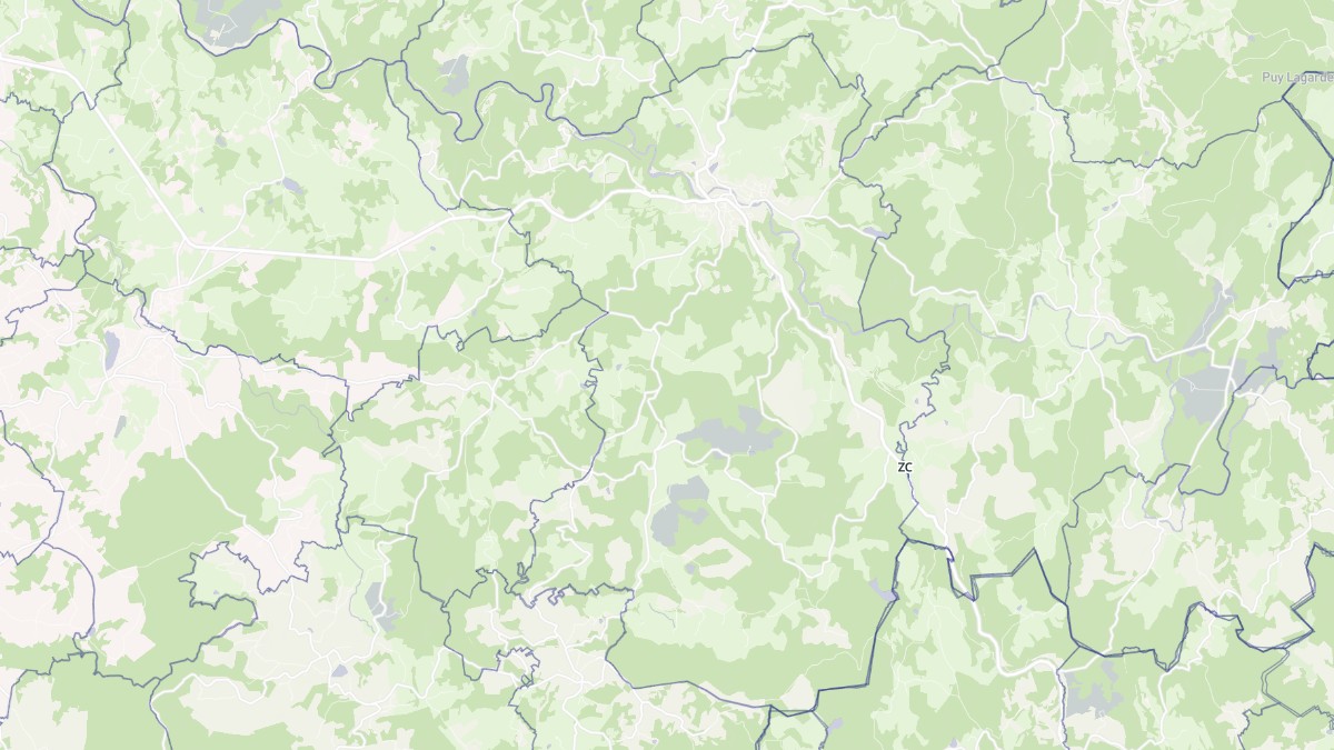 Aperçu cartographique de Eymoutiers, centré sur la commune